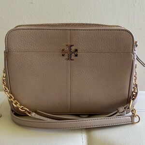 Tory Burch Taupe Crossbody Bag with Gold Chain